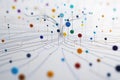 Colorful Data Network Connection with Nodes and Lines on White Surface Royalty Free Stock Photo