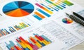 Colorful Data Visualization Charts and Graphs Displaying Statistical Information and Analysis Royalty Free Stock Photo