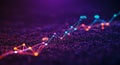 Colorful data visualization features a 3D line graph with connected nodes, set Royalty Free Stock Photo