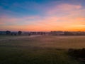 Colorful Dawn Sky Over Farm Fields Royalty Free Stock Photo