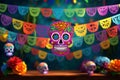 Colorful Day of the Dead Papel Picado Bunting