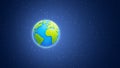 Cartoon planet Earth floating alone in outer space on starry background