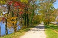 A trail along Potomac River in Harpers Ferry National Historic Park, West Virginia, USA. Royalty Free Stock Photo