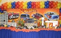 Boy birthday party Hot wheels or racing theme. Royalty Free Stock Photo