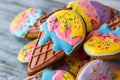 Colorful decorated cookies. Royalty Free Stock Photo