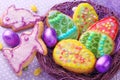 Colorful decorated easter cookies