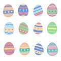 Colorful decorated Easter eggs made in  vector. Illustration in pastel colors. Cute festive background template Royalty Free Stock Photo