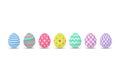 Colorful decorated easter eggs in a row with unique patterns and vibrant hues Royalty Free Stock Photo