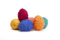 Colorful decorated easter eggs from wool yarn. Royalty Free Stock Photo