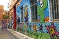 Colorful decorated houses and steps in the UNESCO World Heritage port city of Valparaiso in Chile