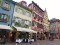 Colorful and decorated houses in the streets of Colmar