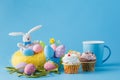 Colorful decoration of kids birthday party table with easer eggs Royalty Free Stock Photo