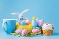 Colorful decoration of kids birthday party table with easer eggs Royalty Free Stock Photo