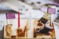 Decorations on a chocolate birthday cake