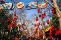 Colorful decorations and red lanterns on Spring Festival Temple Fair, during Chinese New Year Royalty Free Stock Photo