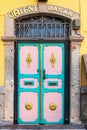 Colorful and decorative door to the Eastern Bazaar and market in Antalya