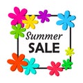 Decorative flower frame with inscription Summer Sale. Vector illustration Royalty Free Stock Photo