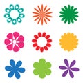 Colorful decorative flower icon set