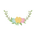 colorful decorative half crown branch floral Royalty Free Stock Photo