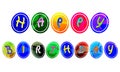 Colorful decorative happy birthday design illustration isolated on a white background. Royalty Free Stock Photo