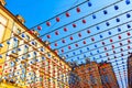 Colorful decorative lanterns hanging over the street