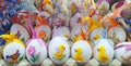 Colorful decorative ornamental handmade easter eggs for sale at farmer market Budapest Hungary