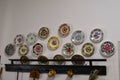 colorful decorative plates on the wall Royalty Free Stock Photo