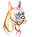 Colorful decorative portrait of Dog Boxer vector illustration