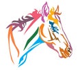 Colorful decorative portrait of foal illustration