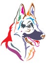 Colorful decorative portrait of German shepherd in profile, vector illustration Royalty Free Stock Photo