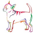 Colorful decorative standing portrait of dog short haired