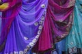 Colorful sari fabric for sale in market in India Royalty Free Stock Photo