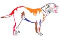Colorful Decorative Standing Portrait Of Dog Dogue De Bordeaux