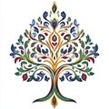A colorful, decorative tree design featuring intricate patterns and vibrant colors Royalty Free Stock Photo