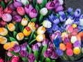 Wooden tulips on sale in Amsterdam, Holland Royalty Free Stock Photo
