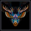 Colorful Deer head mandala arts