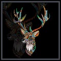 Colorful Deer head mandala arts