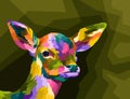 Colorful deer head on pop art style. vector illustration.