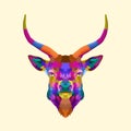 Colorful deer pop art portrait creative artwork