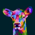 Colorful deer pop art portrait premium poster design