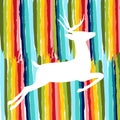 Colorful deer made of color hand drawn brush