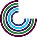 Colorful 270 degree circle logo design, five 270degree circle