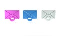 Colorful Delete envelope icon isolated on white background. Delete or error letter. Cross on message. Rejected mail