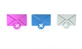 Colorful Delete envelope icon isolated on white background. Delete or error letter. Cross on message. Rejected mail