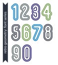 Colorful delicate retro numbers set, vector light classic digits