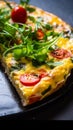 Colorful delicious Frittata. Very contrasty light is bringing the depth and vibrancy of this tasteful dish. Royalty Free Stock Photo