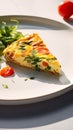 Colorful delicious Frittata. Very contrasty light is bringing the depth and vibrancy of this tasteful dish. Royalty Free Stock Photo