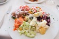 Colorful and delicious Moroccan Healthy salad. Essaouira, Morocco. Royalty Free Stock Photo