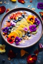 Colorful and delicious rainbow smoothie bowl