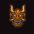 colorful demon mask mascot design in japanese theme